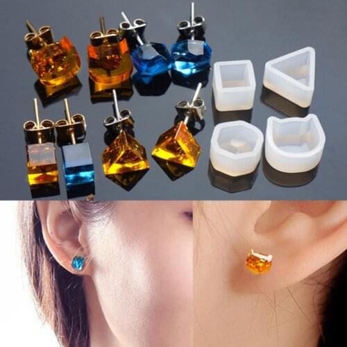 8Pcs/Bag Earring Mold Geometric Cat Shape Non-Stick Silicone Necklace Pendant Jewelry Mould for Home