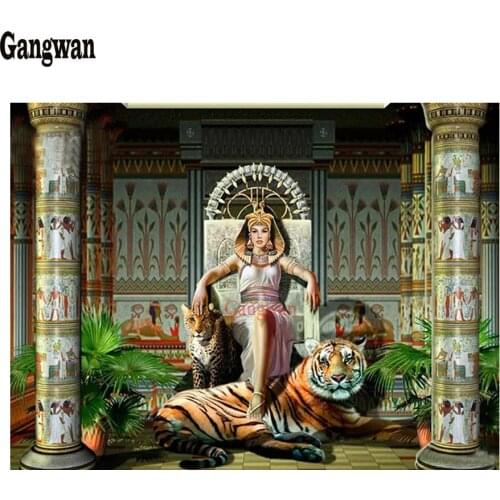 Diamond painting cheetah tiger and Cleopatra diamond painting full round mosaic 5d queen pattern 3d picture of rhinestone art