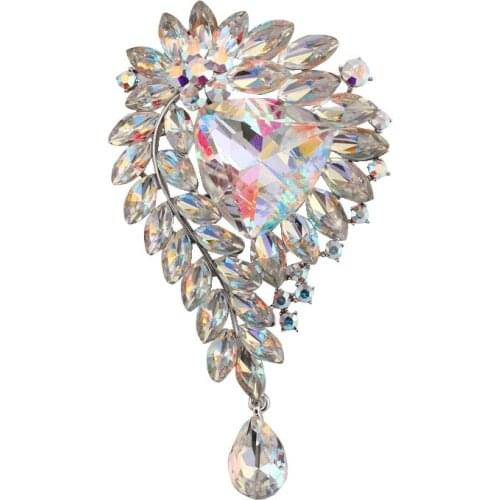 Beadsland Irregular Plant Luxurious Twinkling Crystal Brooch Decoration Accessory Match Temperamental Jewellery Women gift