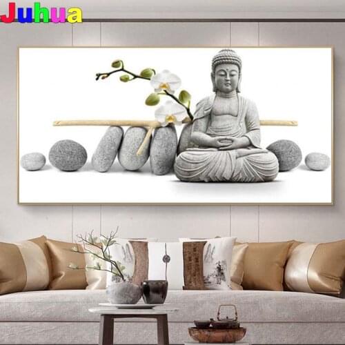 Orchid White Buddha Statue Wall Art Pictures For Living Room Diamond painting Mosaic diamond embroidery Sale Decor Poster