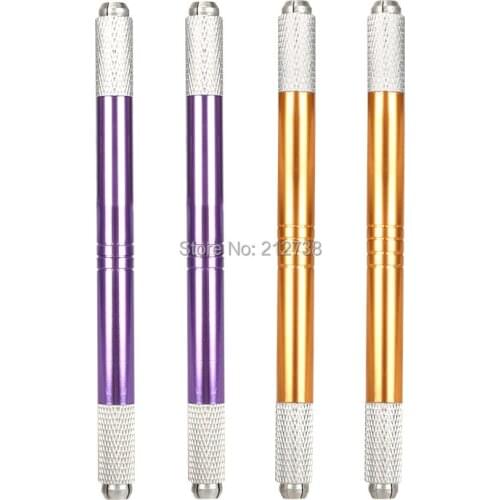 Free Shipping Eyebrow Microblading Manual Pen Permanent Makeup Machine Tattoo with 4 Pcd Blades Both Head Can Be Used