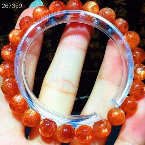 Natural Gold Strawberry Sunstone Quartz Crystal Bracelet 8.3mm Woman Red Super 7 Round Beads Stretch AAAAA Genuine