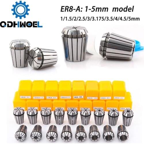 Collet Chuck CNC Spindle ER8A Lathe Tool Holder Set 1-5mm for CNC Engraving Milling Lather Tool
