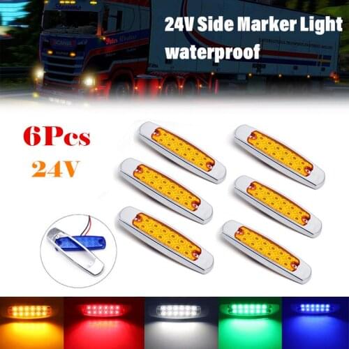 6x 12LED 24V Waterproof Truck Side Marker Lights Clearance Rear Light Indicator Turn Signal Lamps For Trailer Tractors Bus Boat