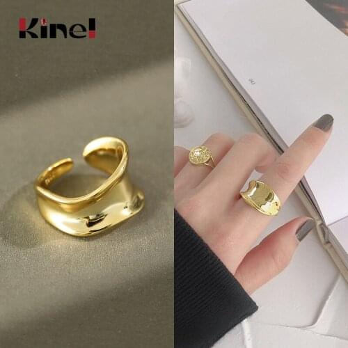 Kinel 925 Sterling Silver Irregular 14K Gold Ring High Quality Fashionable Woman Jewelry Silver Ring Wedding Gift