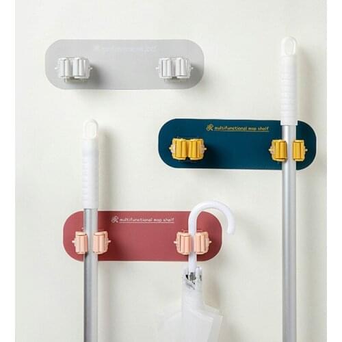 Mop Wall Mounted Hook Life Toilet Bathroom Kitchen Hook Rack Broom Clip Drilling-free Super Viscous Accommodate Cleaning Tools