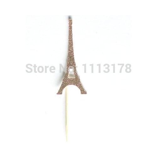 Cheap glitter Eiffel Tower Paris cupcake topper Birthday wedding party cake toppers food toothpicks decorations