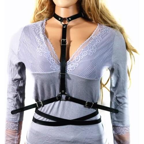 New Leather Bra Harness Belts For Women Punk Fashion Bandage Crop Top Handmade Sexy Body Bralette Chest Strap Waist Belt