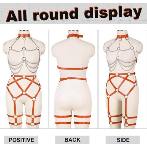 Metal Chain Harness For Women Fashion Leather Garters Sexy Punk Waist Body Belts Thigh Bands Goth Accessories Suspender Stocking