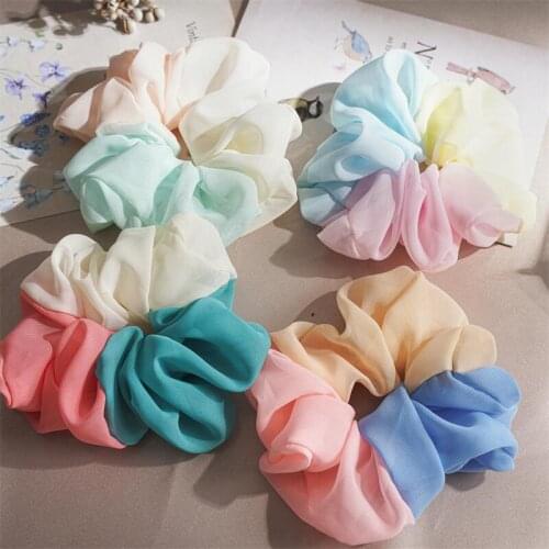 Ice cream color Scrunchies Big Rubber Hair Ties Elastic Hair Bands Girl Ponytail Holder Satin Scrunchie Women Hair Accessories