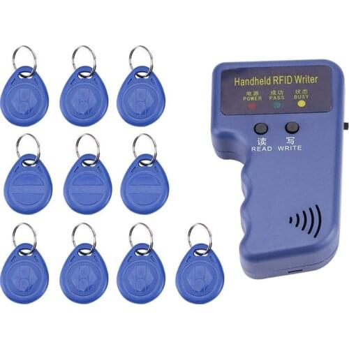 Control card readers 125 khz rf id tag clone copier key fob duplicator with 10 pieces 5200 rewritable tags