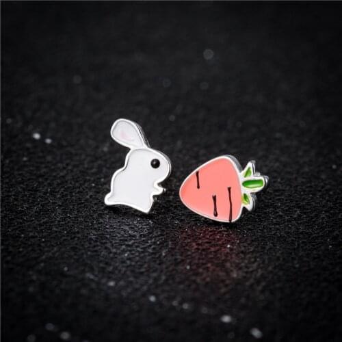 Korean Tiny Bunny Rabbit Carrot Stud Earrings for Girl Children Cute Cartoon Animal Whale Earring Jewelry Birthday Gift kolczyki