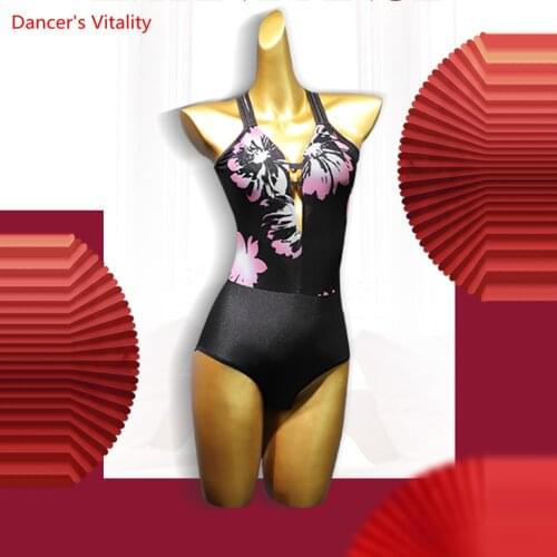 Modern Ballroom Costume Cotton Polyester Sexy Latin Dance Top Bodysuit For Female/Women, Adult Practice Top Performance Wear