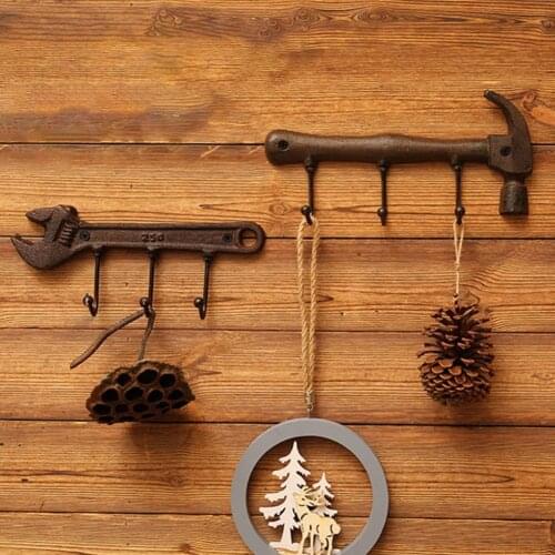 Key Rack Industrial Style Spanner Shape Widely Applied Iron Farmhouse Decor Hook Holder for Garden