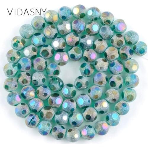 Green Faceted Dull Polished Glass Crystal Czech Beads For Jewelry Making 8mm Matte Spacer Loose Beads Diy Necklace Bracelet 15