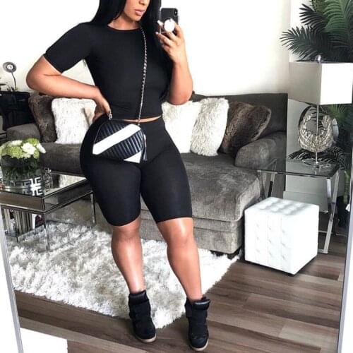 BKLD Women Summer Sporting Suits Round Neck Short Sleeve T-shirt + Shorts Running Gym Casual Stretch Two-piece Suit Tracksuits