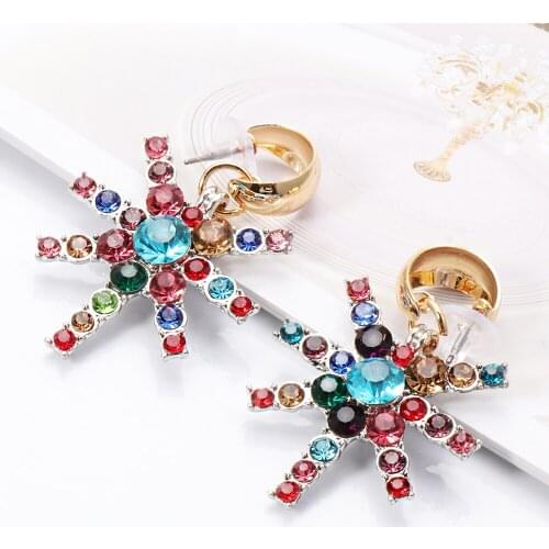 Charms Za Hanging Earrings New Colorful Stones Vintage Crystal Luxury Brand Drop Earring Wholesale Jewelry Accessories For Women