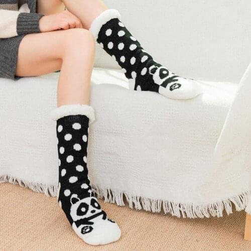 Women Winter Christmas Socks Cotton Print Thicken Anti-slip harajuku Female Socks Funny Ladies Fleece Socks streetwear Warm J5F2
