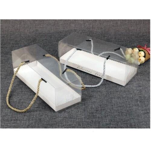 100pcs Clear Cake Boxes Packaging Handle Gift Box Cupcake Box Candy Case Wedding Party Decoration Wholesale SN3675