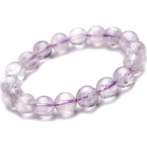 11.5mm Natural Purple Kunzite Bracelets For Women Femme Charm Stretch Transparent Round Crystal Bead Bracelet Drop Shipping