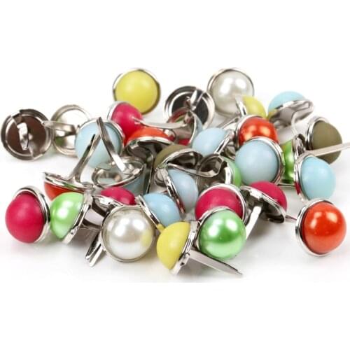 20Pcs Mixed Pearl Round Brads Fastener Embellishment Studs Spikes For Clothes Metal Brads Crafts DIY 12mm