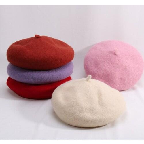 2018 Female Wool Beret Winter Hats For Women Flat Cap Knit Cashmere Hats Lady Girls Berets Hat Female Bonnet Tocas Painter Hat