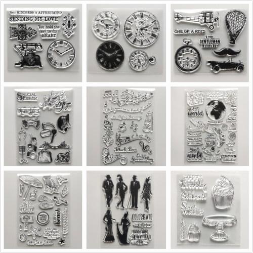 26 Styles) 2021 Retro Clock Clear Stamps DIY Scrapbooking Craft Supplies Silicon Seal Card Photo Album ink pad Vintage Stamping