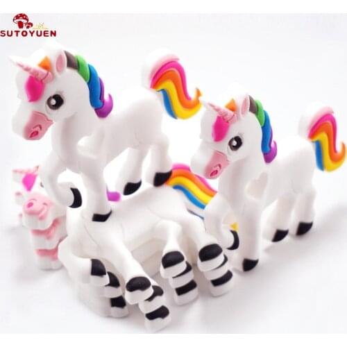 5PCS BPA Free Lovely Silicone Unicorn Teether DIY Baby Necklace Pendant Animal Pacifier Dummy Teething Sensory Toy Accessories