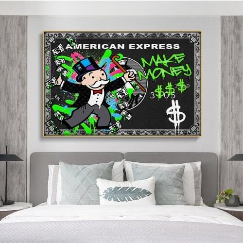 Alec Monopoly Graffiti Art Paintings American Express Money Canvas Posters and Prints Street Art Pictures Home Wall Decoration