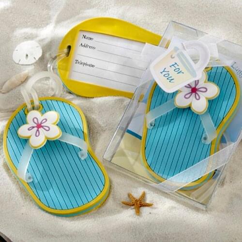 FREE SHIPPING Flip-Flop Luggage Tags in Beach Themed Box 50pcs/LOT LOWEST PRICE Wedding favors and gifts Bridal shower