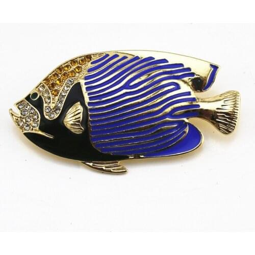 2020 new retro style Enamel stylish tropical fish inlaid with semi-precious stones brooch