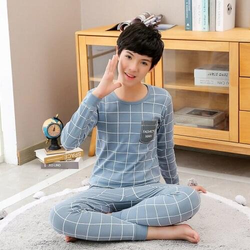 Children Pajamas Kids Boys Pajama Sets Cotton Clothing Set For 9-19Years Winter Autumn Girls Clothes Nightwear Sleep Suit Pyjama