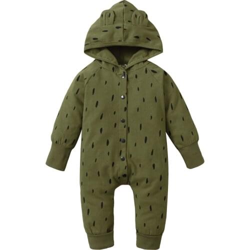 New Baby Girls Boys Romper 2 Colors Dinosaur Printing Long Sleeve Color Patchwork Jumpsuits