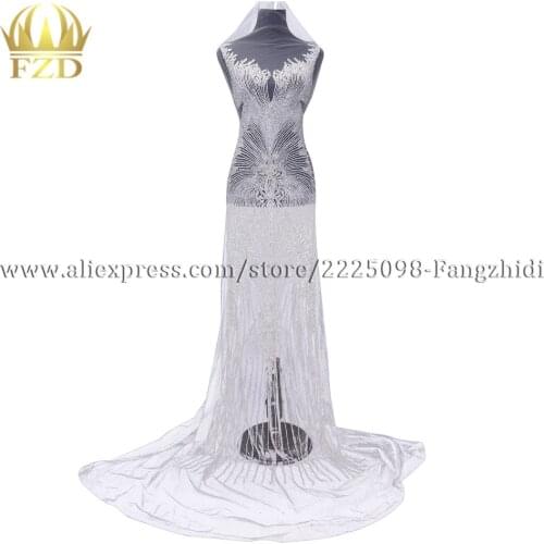 FZD 1 Set Bodice Applique Rhinestones Beaded Wedding Dress Stripe Patches Long Patch Front and Back Craft Supplies for DIY
