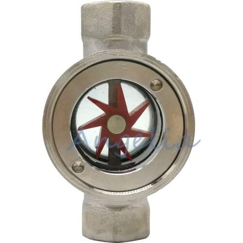 1/2",3/4",1" BSP DN15 DN20 DN25 Stainless Steel 304 Sight Water Flow Indicator With Concentric Plastic Impeller