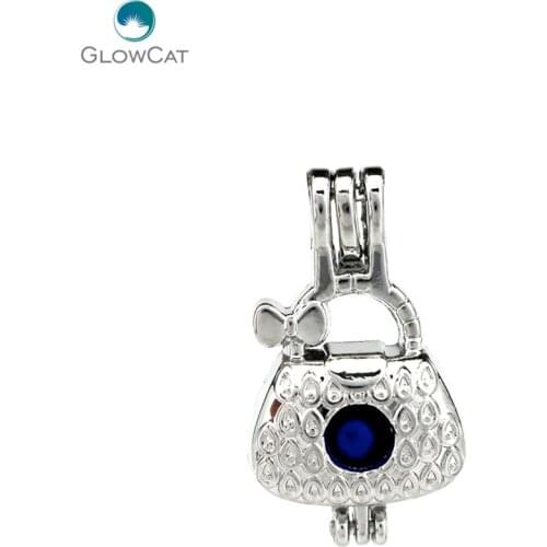 K778 5pcs/lot Cute Bowknot Handbag Lady Cage Locket Pendant Fairytale Party Essential Oil Diffuser