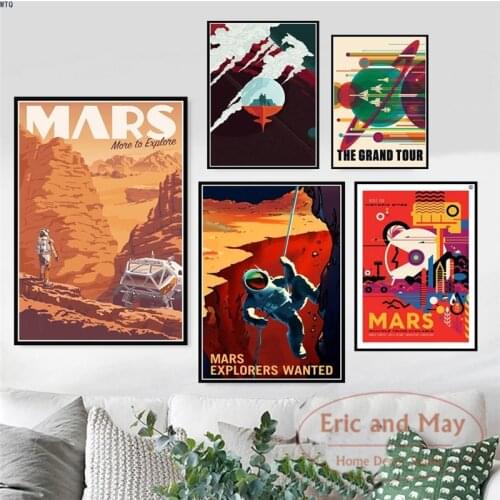 Oil Painting Hot Space Travel Universal Planet Mars Canvas Painting Posters And Prints Abstract Decorative Home Decor Tableau