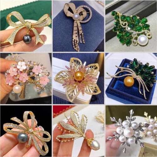 Beautiful Colorful Pearl Brooches For Women Trendy Flower Bow-knot Snowflake Tree Pins Brooch Accessory Gift Jewelry Broche Pin