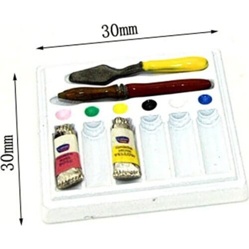 1:12 Scale Diy Dollhouse Miniatures Wooden Watercolor Paint Tool Coloring Watercolor Dollhouse Decoration
