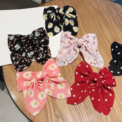 Multiple Styles New Fashion Beautiful Cloth Sweet Flowers Dot Big Bow Hairpin Barrettes Women Girls Hair Accessoriesr Headwear