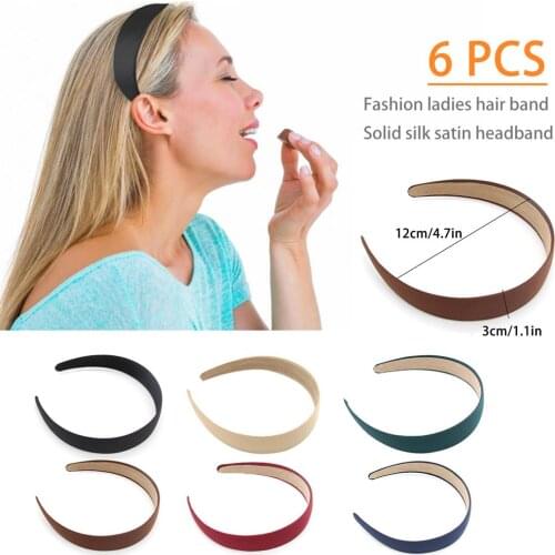 6 Colors Fashion Ladies Headband Simple Solid Silk Satin Headband Korean Hair Hoop Women Adult Headwear Accessories