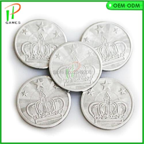 500pcs Stainless steel coin tokens 25mm Crown logo token arcade game currency free shipping