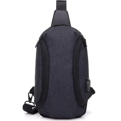 5PCS / LOT New Chest Pack for Men Casual Single Shoulder Bags Fashion USB Charging Male Small Chest Bag for Business