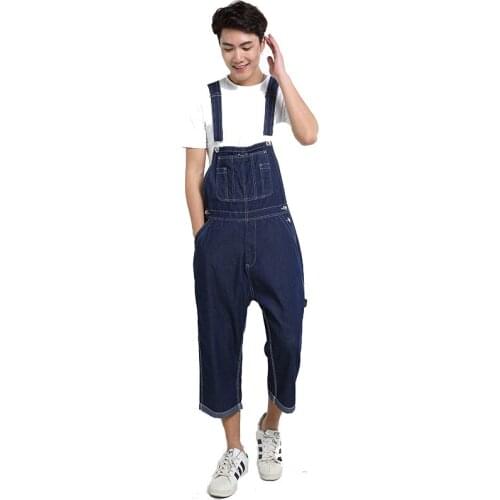 Mens Denim Overalls Hot 2021 Mens Plus size 48 50 Overalls Fashion Big pocket Jumpsuit Retro Jumpsuit Shorts
