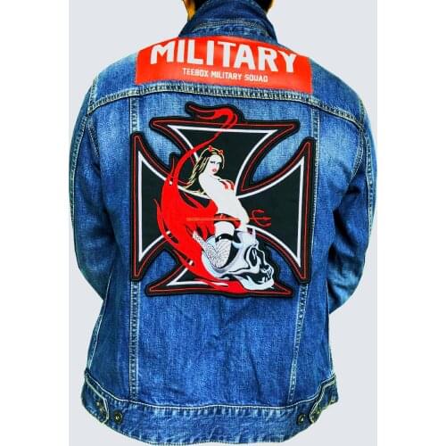 Patches for clothing Ladies big cloth sticker red embroidery punk motorcycle clothing accessory badge