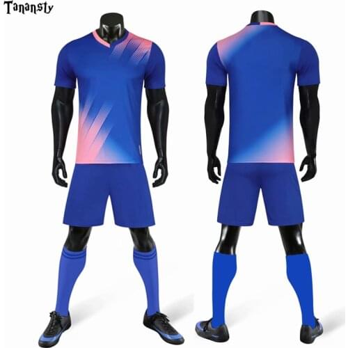 New Mens Football Kits Adult Soccer Sets Jersey Uniforms Customize Training Suits Breathable Polyester Short Sleeved Jerseys