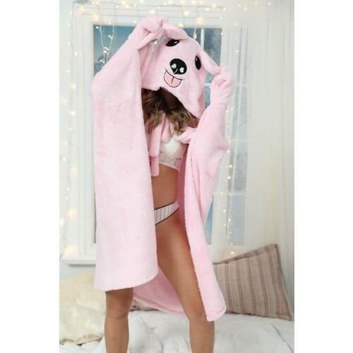 Black Pearl Hooded Blanket With Embroidery 1051817