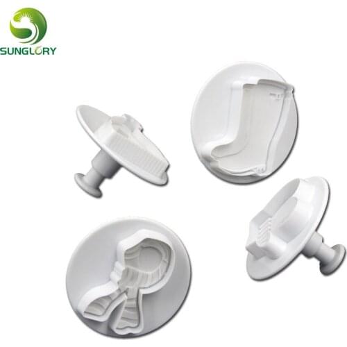 DIY Plastic 4PCS/SET Gloves Hats Scarves Shoes Plunger Cutter Fondant Cake Decorating Tools Cookie Cutter Baking Decor Cake Mold