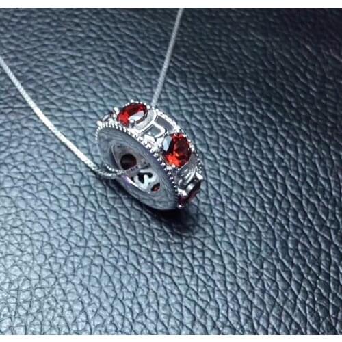 Natural red garnet gem pendant S925 silver Natural gemstone Pendant Necklace Transport beads round women gilr wedding jewelry