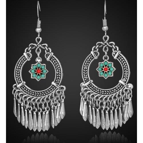 2020 New Fashion ethnic Big long pendant Tassel earrings Bohemian womans Charm jewelry creative flower Statement accessories